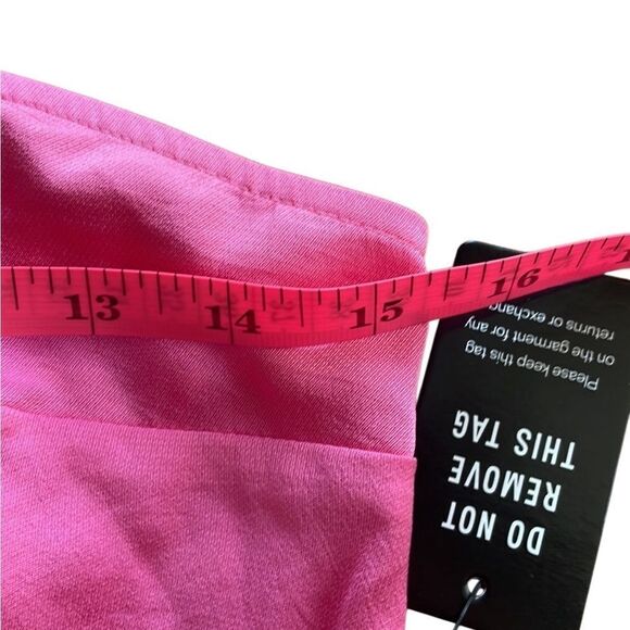 NWT Express Ruffle Hem Fit n Flare Mini Dress Barbie pink Small - Picture 6 of 7